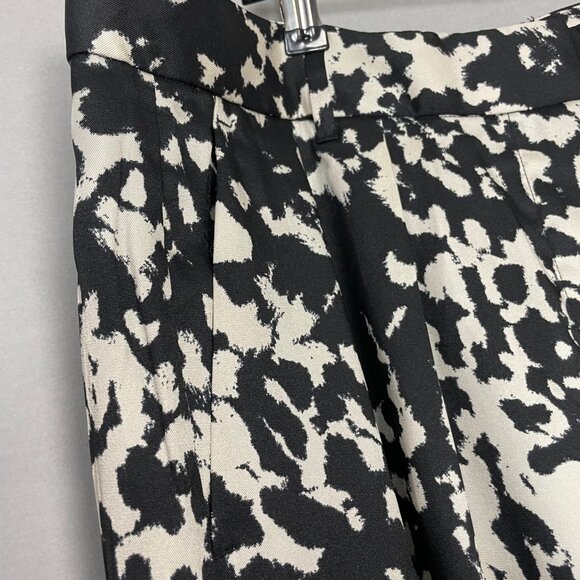NWT Banana Republic Factory Pants Relaxed Trouser Black Off-White Abstract Sz 14 - Picture 10 of 12
